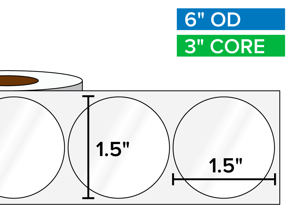 Circular Labels, High Gloss BOPP (poly) | 1.5 x 1.5 inches | 3 in. core, 6 in. outside diameter-Afinia Label Store