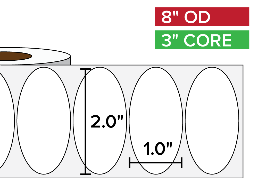 Oval Labels, Matte BOPP (poly) | 2 x 1 inches | 3 in. core, 8 in. outside diameter-Afinia Label Store