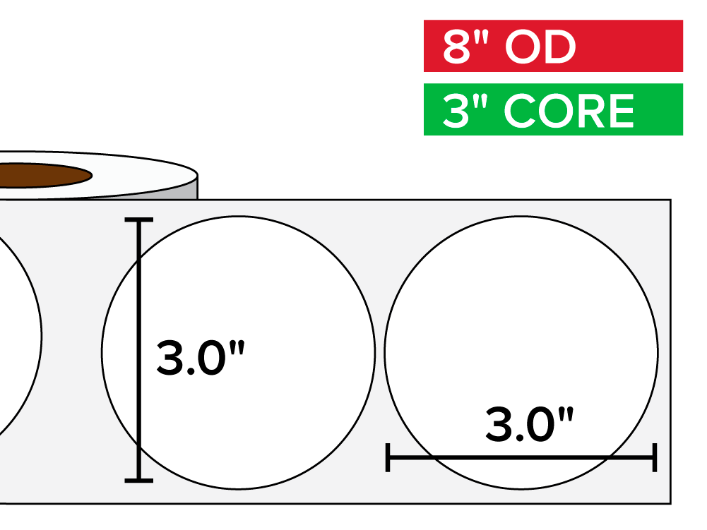 Circular Labels, Matte White Paper | 3 x 3 inches | 3 in. core, 8 in. outside diameter-Afinia Label Store