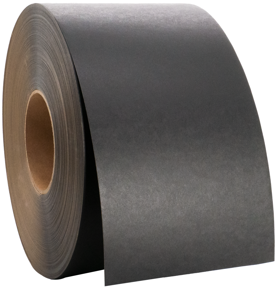 Black Vellum Continuous Label Stock | 5 in. x 500 ft. | 3 in. core, 8 in. outside diameter