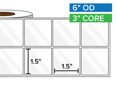 Rectangular Labels, High Gloss BOPP (poly) | 1.5 x 1.5 inches, 2-UP | 3 in. core, 6 in. outside diameter-Afinia Label Store