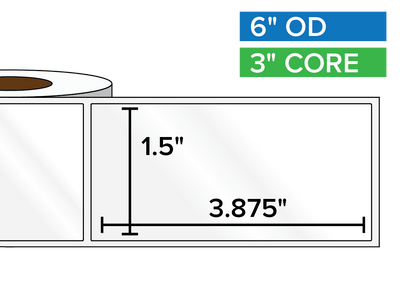 Rectangular Labels, High Gloss BOPP (poly) | 1.5 x 3.875 inches | 3 in. core, 6 in. outside diameter-Afinia Label Store