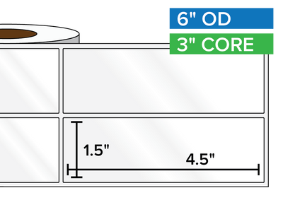 Rectangular Labels, High Gloss BOPP (poly) | 1.5 x 4.5 inches, 2-UP | 3 in. core, 6 in. outside diameter-Afinia Label Store