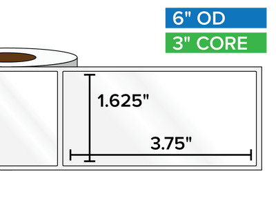 Rectangular Labels, High Gloss BOPP (poly) | 1.625 x 3.75 inches | 3 in. core, 6 in. outside diameter-Afinia Label Store