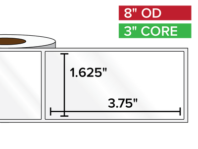 Rectangular Labels, High Gloss BOPP (poly) | 1.625 x 3.75 inches | 3 in. core, 8 in. outside diameter-Afinia Label Store