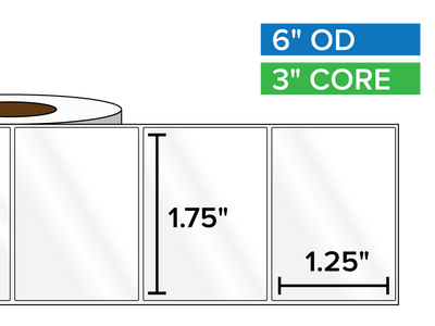 Rectangular Labels, High Gloss BOPP (poly) | 1.75 x 1.25 inches | 3 in. core, 6 in. outside diameter-Afinia Label Store