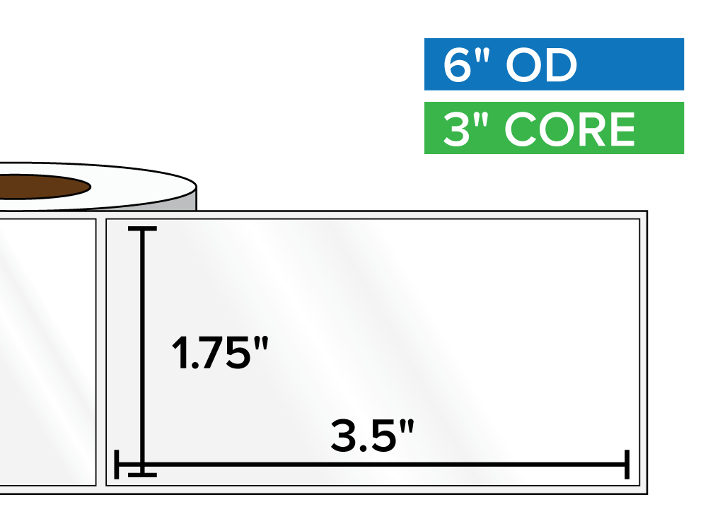 Rectangular Labels, High Gloss BOPP (poly) | 1.75 x 3.5 inches | 3 in. core, 6 in. outside diameter-Afinia Label Store