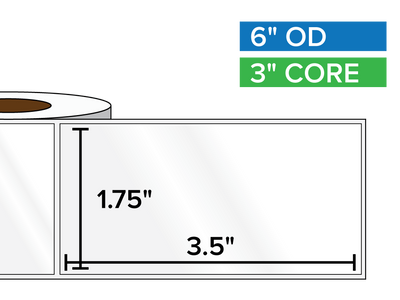 Rectangular Labels, High Gloss BOPP (poly) | 1.75 x 3.5 inches | 3 in. core, 6 in. outside diameter-Afinia Label Store