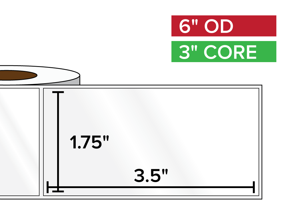 Rectangular Labels, High Gloss BOPP (poly) | 1.75 x 3.5 inches | 3 in. core, 8 in. outside diameter-Afinia Label Store