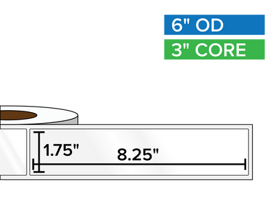 Rectangular Labels, High Gloss BOPP (poly) | 1.75 x 8.25 inches | 3 in. core, 6 in. outside diameter-Afinia Label Store