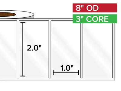 Rectangular Labels, High Gloss BOPP (poly) | 2 x 1 inches | 3 in. core, 8 in. outside diameter-Afinia Label Store