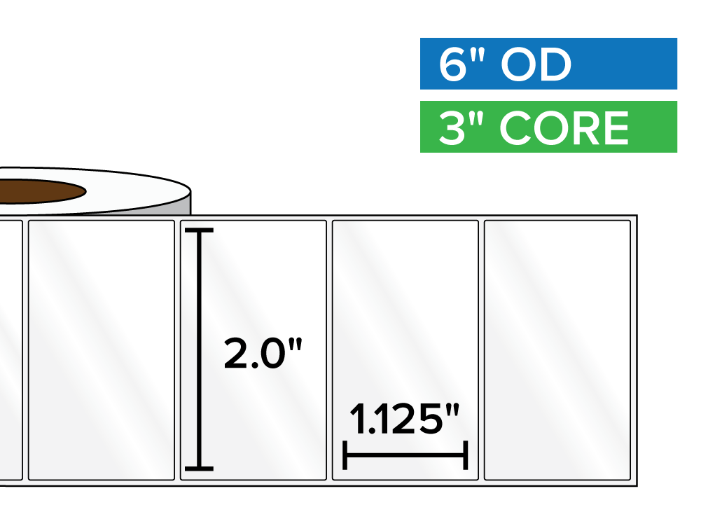 Rectangular Labels, High Gloss BOPP (poly) | 2 x 1.125 inches | 3 in. core, 6 in. outside diameter-Afinia Label Store