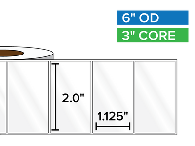 Rectangular Labels, High Gloss BOPP (poly) | 2 x 1.125 inches | 3 in. core, 6 in. outside diameter-Afinia Label Store