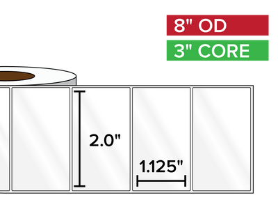 Rectangular Labels, High Gloss BOPP (poly) | 2 x 1.125 inches | 3 in. core, 8 in. outside diameter-Afinia Label Store