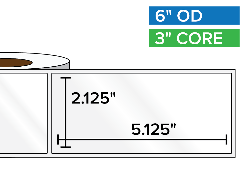 Rectangular Labels, High Gloss BOPP (poly) | 2.125 x 5.125 inches | 3 in. core, 6 in. outside diameter-Afinia Label Store