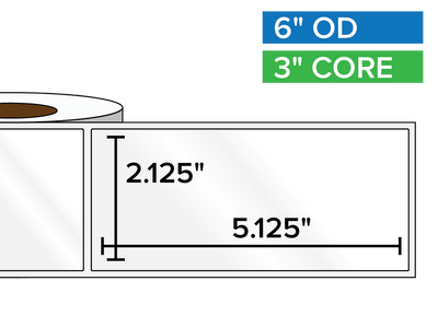 Rectangular Labels, High Gloss BOPP (poly) | 2.125 x 5.125 inches | 3 in. core, 6 in. outside diameter-Afinia Label Store