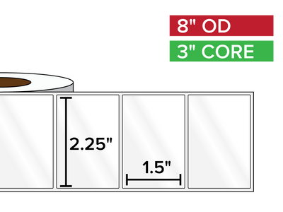 Rectangular Labels, High Gloss BOPP (poly) | 2.25 x 1.5 inches | 3 in. core, 8 in. outside diameter-Afinia Label Store