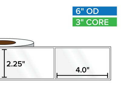 Rectangular Labels, High Gloss BOPP (poly) | 2.25 x 4 inches | 3 in. core, 6 in. outside diameter-Afinia Label Store