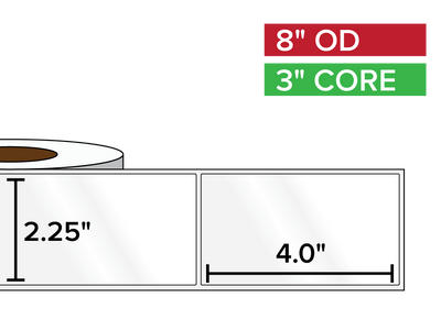 Rectangular Labels, High Gloss BOPP (poly) | 2.25 x 4 inches | 3 in. core, 8 in. outside diameter-Afinia Label Store