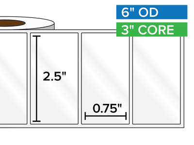 Rectangular Labels, High Gloss BOPP (poly) | 2.5 x 0.75 inches | 3 in. core, 6 in. outside diameter-Afinia Label Store