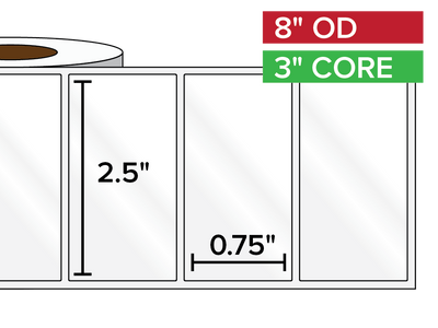 Rectangular Labels, High Gloss BOPP (poly) | 2.5 x 0.75 inches | 3 in. core, 8 in. outside diameter-Afinia Label Store