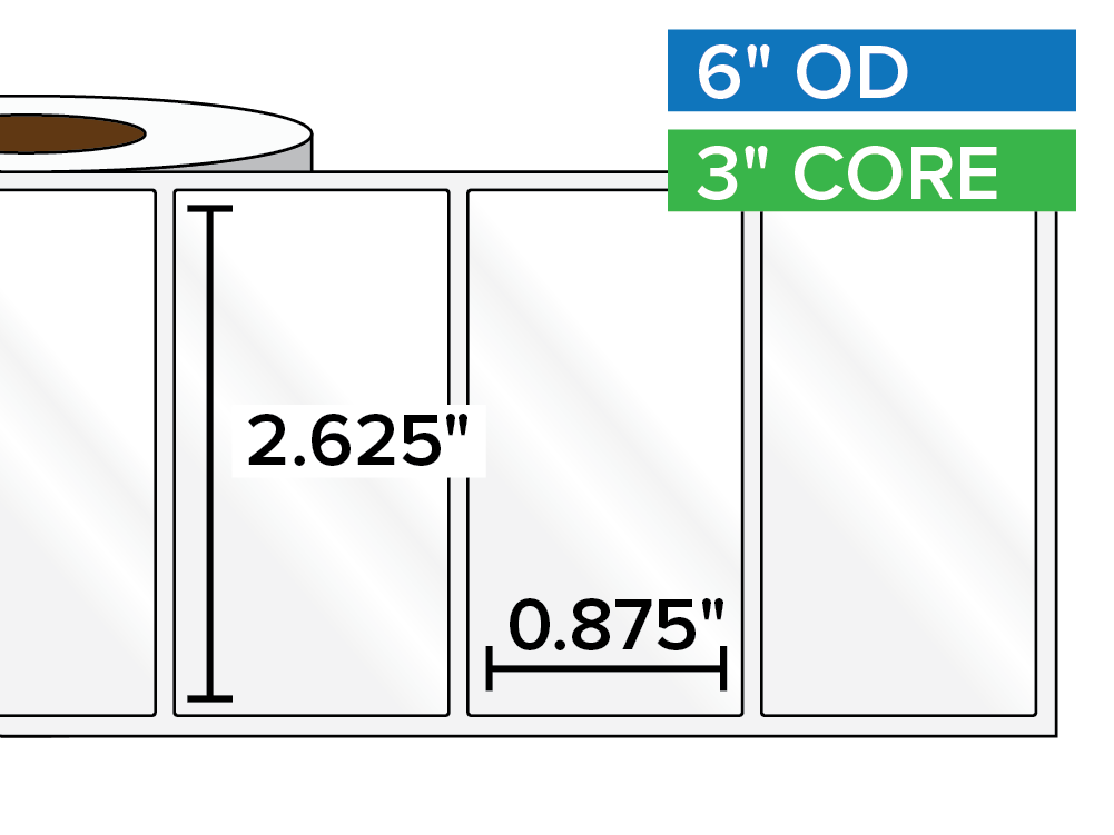 Rectangular Labels, High Gloss BOPP (poly) | 2.625 x 0.875 inches | 3 in. core, 6 in. outside diameter-Afinia Label Store