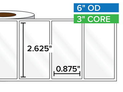 Rectangular Labels, High Gloss BOPP (poly) | 2.625 x 0.875 inches | 3 in. core, 6 in. outside diameter-Afinia Label Store