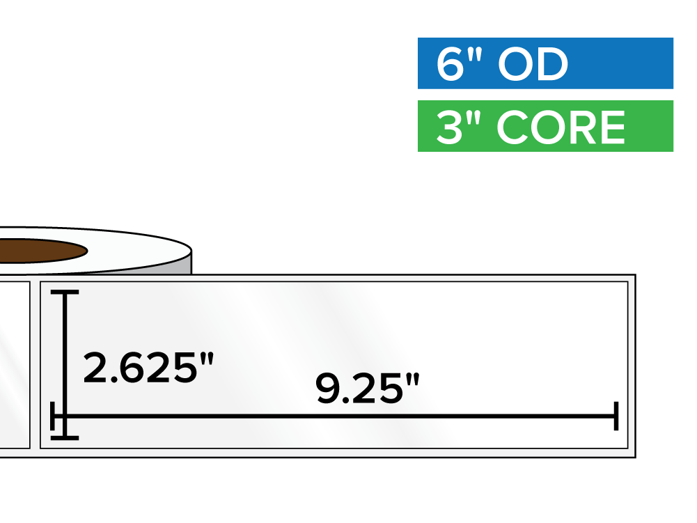 Label 9 Inch Rectangular Labels, High Gloss BOPP (poly) | 2.625 x 9.25 inches | 3 i ...