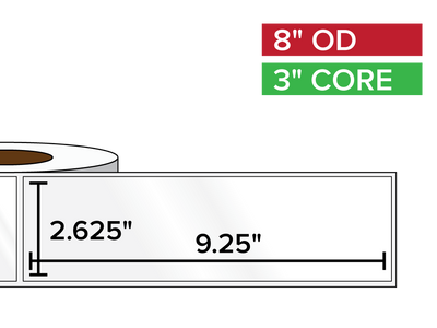 Rectangular Labels, High Gloss BOPP (poly) | 2.625 x 9.25 inches | 3 in. core, 8 in. outside diameter-Afinia Label Store