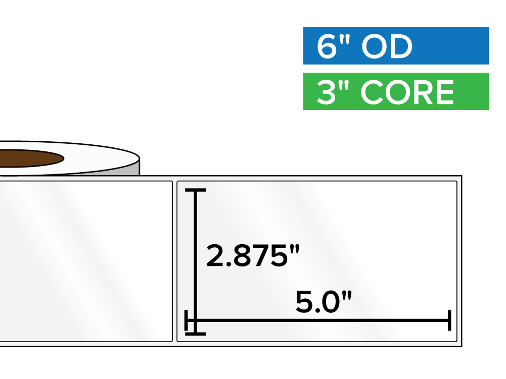 Rectangular Labels, High Gloss BOPP (poly) | 2.875 x 5 inches | 3 in. core, 6 in. outside diameter-Afinia Label Store