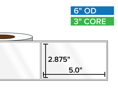 Rectangular Labels, High Gloss BOPP (poly) | 2.875 x 5 inches | 3 in. core, 6 in. outside diameter-Afinia Label Store