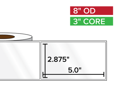 Rectangular Labels, High Gloss BOPP (poly) | 2.875 x 5 inches | 3 in. core, 8 in. outside diameter-Afinia Label Store