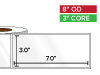 Rectangular Labels, High Gloss BOPP (poly) | 3 x 7 inches | 3 in. core, 8 in. outside diameter-Afinia Label Store