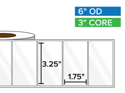 Rectangular Labels, High Gloss BOPP (poly) | 3.25 x 1.75 inches | 3 in. core, 6 in. outside diameter-Afinia Label Store