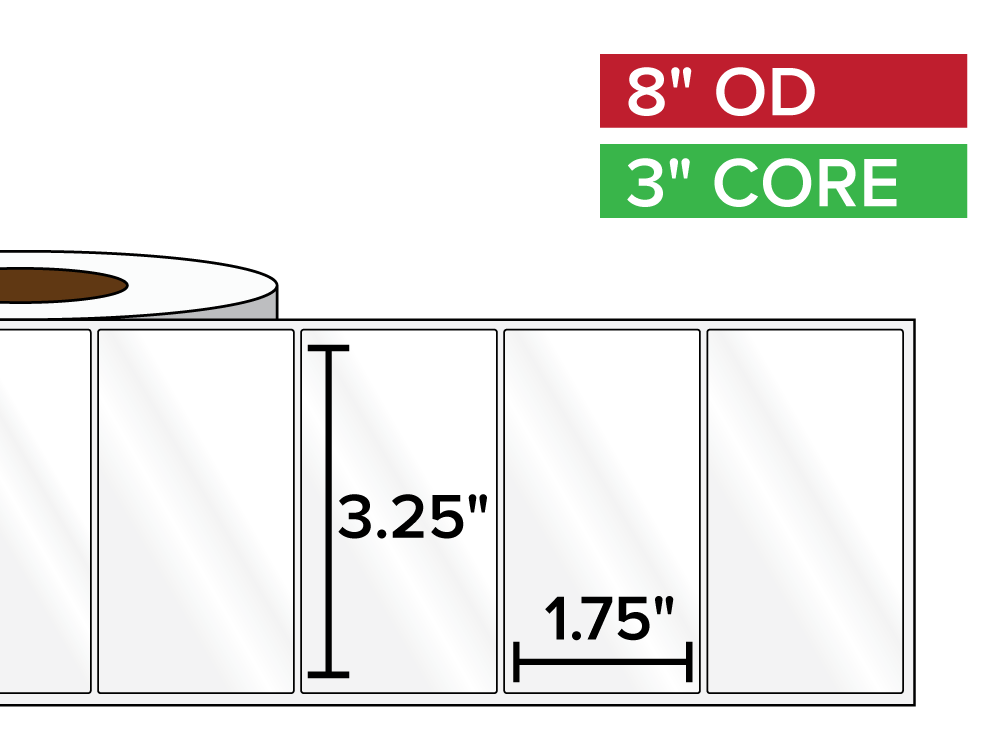 Rectangular Labels, High Gloss BOPP (poly) | 3.25 x 1.75 inches | 3 in. core, 8 in. outside diameter-Afinia Label Store