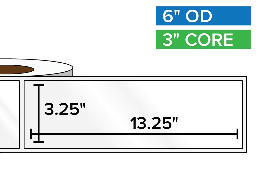 Rectangular Labels, High Gloss BOPP (poly) | 3.25 x 13.25 inches | 3 in. core, 6 in. outside diameter-Afinia Label Store