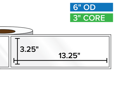 Rectangular Labels, High Gloss BOPP (poly) | 3.25 x 13.25 inches | 3 in. core, 6 in. outside diameter-Afinia Label Store