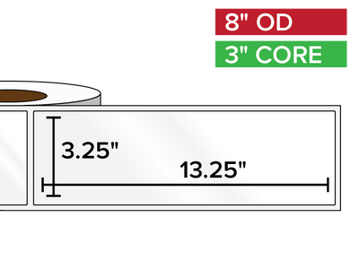 Rectangular Labels, High Gloss BOPP (poly) | 3.25 x 13.25 inches | 3 in. core, 8 in. outside diameter-Afinia Label Store