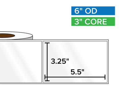 Rectangular Labels, High Gloss BOPP (poly) | 3.25 x 5.5 inches | 3 in. core, 6 in. outside diameter-Afinia Label Store