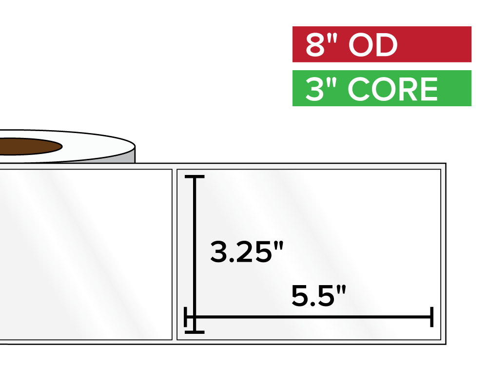 Rectangular Labels, High Gloss BOPP (poly) | 3.25 x 5.5 inches | 3 in. core, 8 in. outside diameter-Afinia Label Store