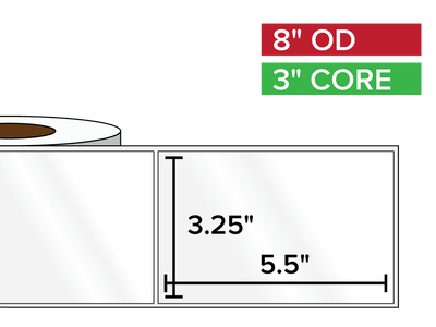 Rectangular Labels, High Gloss BOPP (poly) | 3.25 x 5.5 inches | 3 in. core, 8 in. outside diameter-Afinia Label Store