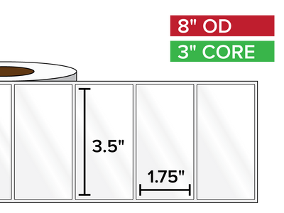 Rectangular Labels, High Gloss BOPP (poly) | 3.5 x 1.75 inches | 3 in. core, 8 in. outside diameter-Afinia Label Store