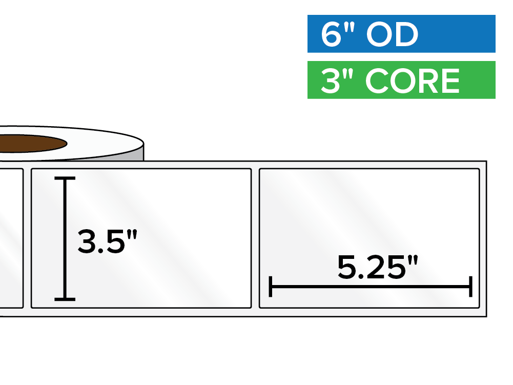 Rectangular Labels, High Gloss BOPP (poly) | 3.5 x 5.25 inches | 3 in. core, 6 in. outside diameter-Afinia Label Store