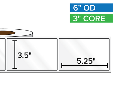 Rectangular Labels, High Gloss BOPP (poly) | 3.5 x 5.25 inches | 3 in. core, 6 in. outside diameter-Afinia Label Store