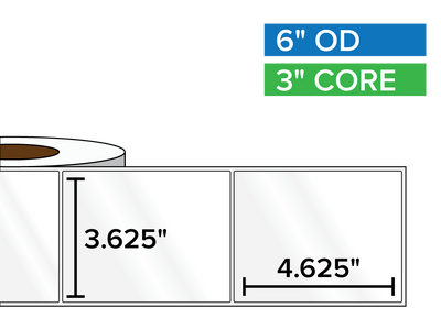 Rectangular Labels, High Gloss BOPP (poly) | 3.625 x 4.625 inches | 3 in. core, 6 in. outside diameter-Afinia Label Store