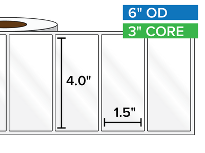 Rectangular Labels, High Gloss BOPP (poly) | 4 x 1.5 inches | 3 in. core, 6 in. outside diameter-Afinia Label Store