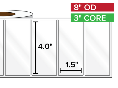 Rectangular Labels, High Gloss BOPP (poly) | 4 x 1.5 inches | 3 in. core, 8 in. outside diameter-Afinia Label Store