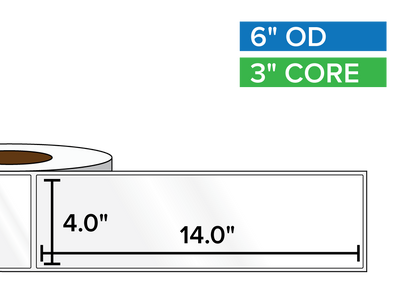 Rectangular Labels, High Gloss BOPP (poly) | 4 x 14 inches | 3 in. core, 6 in. outside diameter-Afinia Label Store