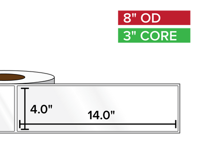 Rectangular Labels, High Gloss BOPP (poly) | 4 x 14 inches | 3 in. core, 8 in. outside diameter-Afinia Label Store