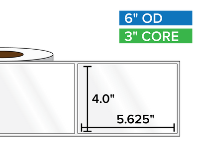 Rectangular Labels, High Gloss BOPP (poly) | 4 x 5.625 inches | 3 in. core, 6 in. outside diameter-Afinia Label Store